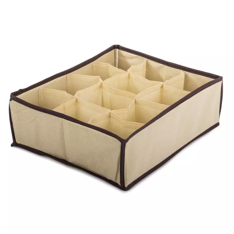 Casa si Gradina - Mobilier - Organizare si depozitare - Organizatoare pentru sertare si dulapuri - Organizator pentru sosete si lenjerie intima, 12 compartimente,Gonga® Crem - Infinity.ro