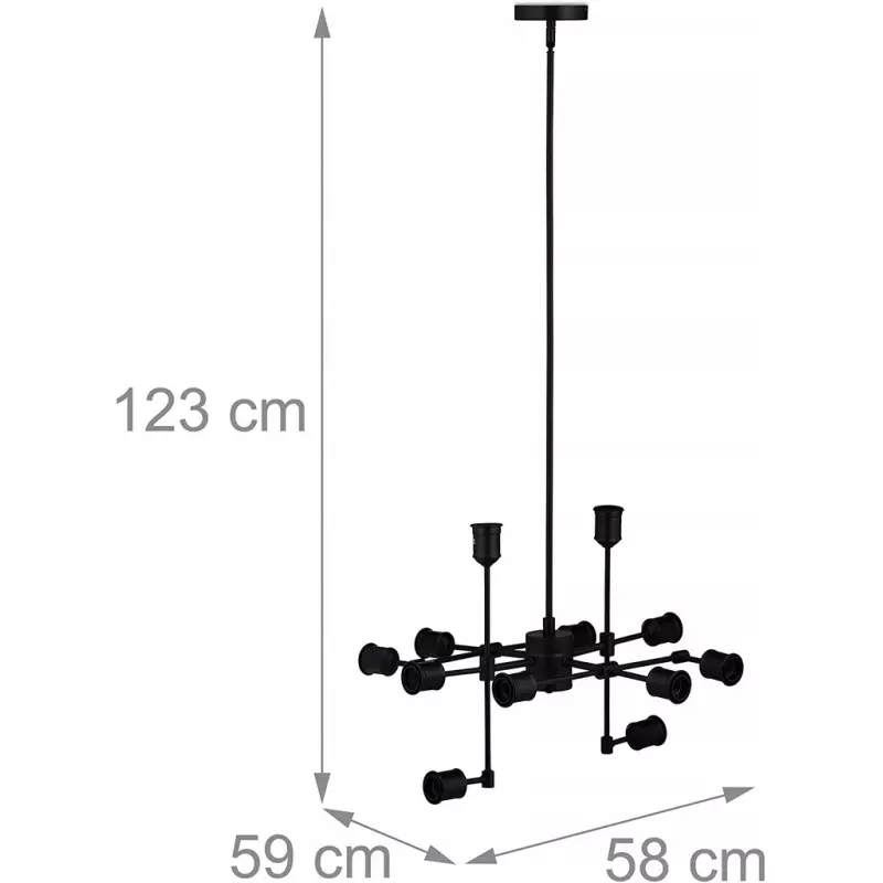 Casa si Gradina - Corpuri si surse de iluminat - Lustre si pendule - Lustra LOFT SPUTNIK, cu 12 pendule, Gonga® Negru - Infinity.ro