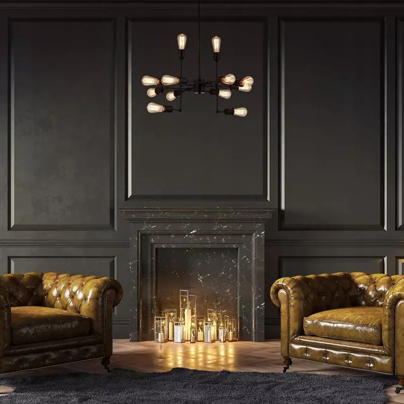 Casa si Gradina - Corpuri si surse de iluminat - Lustre si pendule - Lustra LOFT SPUTNIK, cu 12 pendule, Gonga® Negru - Infinity.ro