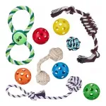 Petshop - Accesorii petshop - Jucarii animale - Jucarii interactive animale - Set 10 jucarii pentru catei, mixte, din bumbac si plastic, Gonga® Multicolor - Infinity.ro