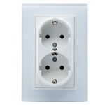 Casa si Gradina - Electrice - Prize - Priza Dubla Alb cu Rama din Sticla - Infinity.ro