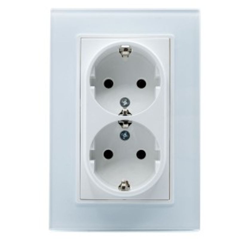 Casa si Gradina - Electrice - Prize - Priza Dubla Alb cu Rama din Sticla - Infinity.ro