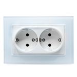 Casa si Gradina - Electrice - Prize - Priza Dubla Alb cu Rama din Sticla - Infinity.ro