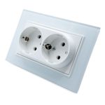 Casa si Gradina - Electrice - Prize - Priza Dubla Alb cu Rama din Sticla - Infinity.ro