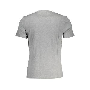 Napapijri Tricou barbati cu decolteu la baza gatului, mini imprimeu, Regular fit, Gri,