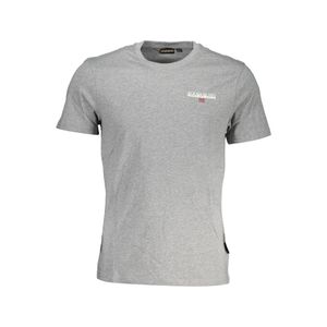 Napapijri Tricou barbati cu decolteu la baza gatului, mini imprimeu, Regular fit, Gri,