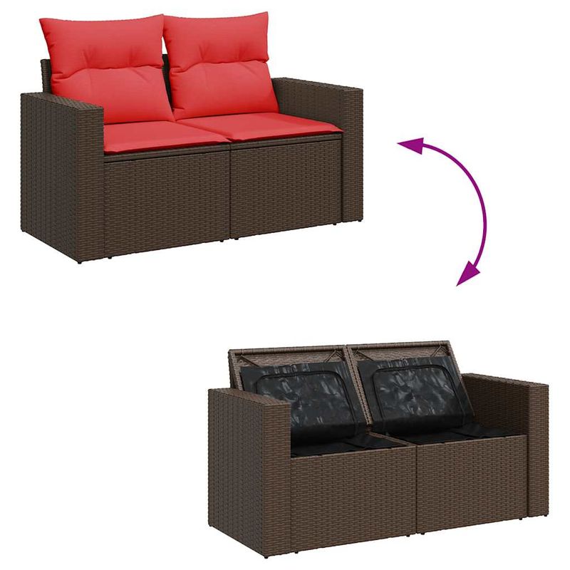 Casa si Gradina - Gradina si terasa - Mobilier exterior - Seturi mobila gradina - Set mobilier gradina perne 6 piese negru poliratan/lemn acacia - Infinity.ro