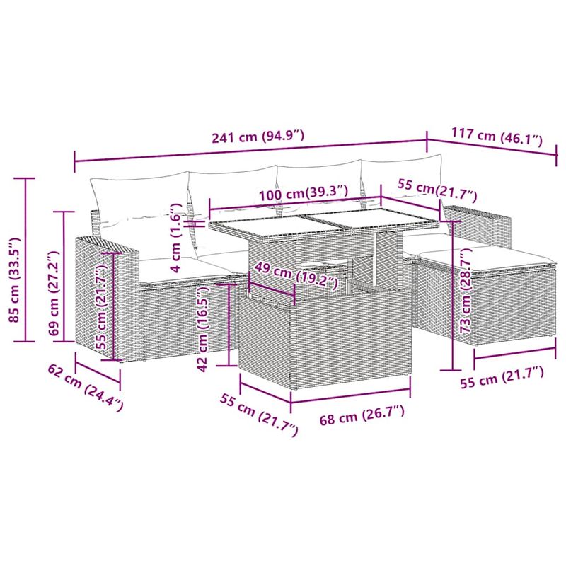 Casa si Gradina - Gradina si terasa - Mobilier exterior - Seturi mobila gradina - Set mobilier gradina cu perne 6 piese gri poliratan/lemn acacia - Infinity.ro