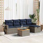 Casa si Gradina - Gradina si terasa - Mobilier exterior - Seturi mobila gradina - Set mobilier gradina cu perne, 6 piese, gri, poliratan - Infinity.ro