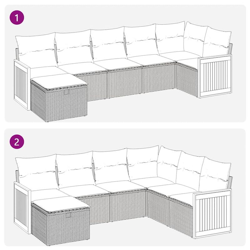 Casa si Gradina - Gradina si terasa - Mobilier exterior - Seturi mobila gradina - Set canapele de gradina, 7 piese, cu perne, gri, poliratan - Infinity.ro