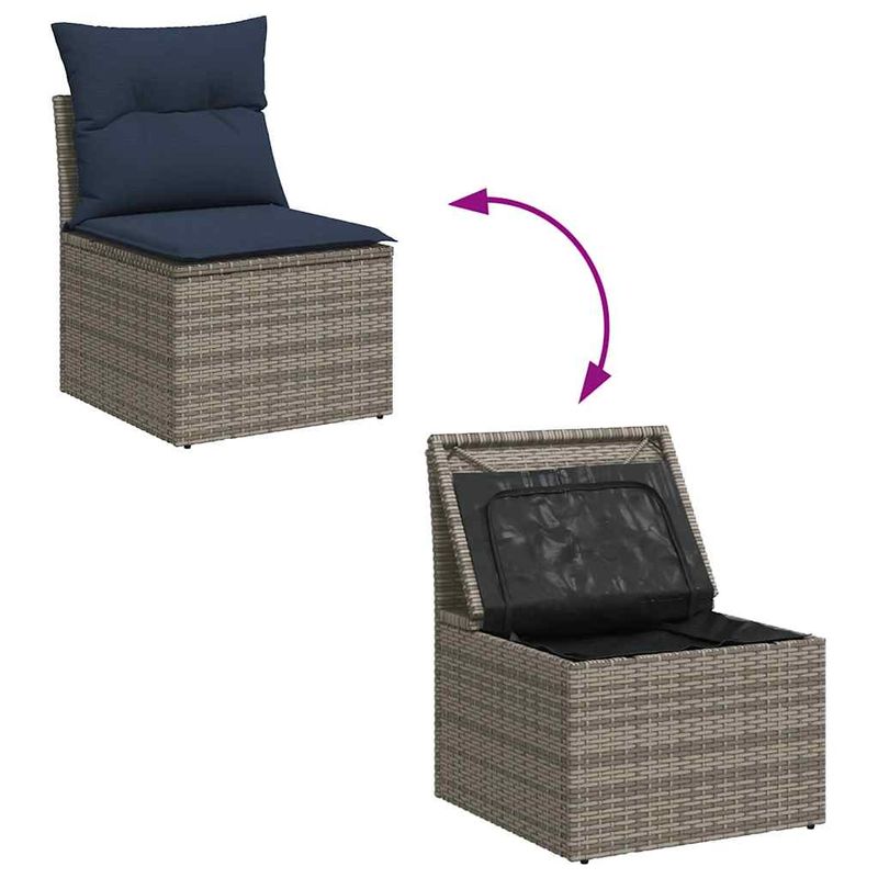 Casa si Gradina - Gradina si terasa - Mobilier exterior - Seturi mobila gradina - Set canapele de gradina, 7 piese, cu perne, gri, poliratan - Infinity.ro