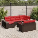 Casa si Gradina - Gradina si terasa - Mobilier exterior - Seturi mobila gradina - Set canapele de gradina cu perne, 11 piese, maro, poliratan - Infinity.ro