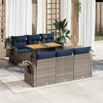 Casa si Gradina - Gradina si terasa - Mobilier exterior - Seturi mobila gradina - Set canapele de gradina, 7 piese, cu perne, gri, poliratan - Infinity.ro