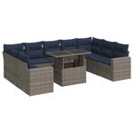 Casa si Gradina - Gradina si terasa - Mobilier exterior - Seturi mobila gradina - Set mobilier de gradina cu perne, 10 piese, gri, poliratan - Infinity.ro