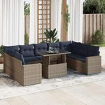 Casa si Gradina - Gradina si terasa - Mobilier exterior - Seturi mobila gradina - Set mobilier de gradina cu perne, 10 piese, gri, poliratan - Infinity.ro