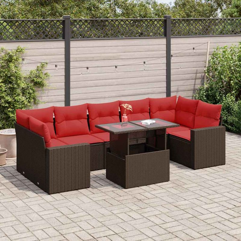 Casa si Gradina - Gradina si terasa - Mobilier exterior - Seturi mobila gradina - Set canapele de gradina cu perne, 8 piese, maro, poliratan - Infinity.ro