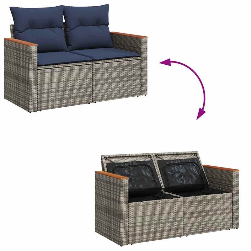 Casa si Gradina - Gradina si terasa - Mobilier exterior - Seturi mobila gradina - Set mobilier gradina cu perne, 6 piese, gri, poliratan - Infinity.ro