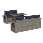 Casa si Gradina - Gradina si terasa - Mobilier exterior - Seturi mobila gradina - Set mobilier gradina perne 6 piese negru poliratan/lemn acacia - Infinity.ro