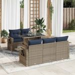 Casa si Gradina - Gradina si terasa - Mobilier exterior - Seturi mobila gradina - Set mobilier gradina perne 6 piese negru poliratan/lemn acacia - Infinity.ro