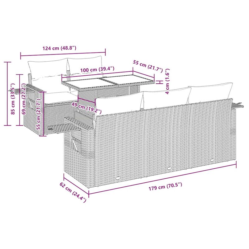 Casa si Gradina - Gradina si terasa - Mobilier exterior - Seturi mobila gradina - Set mobilier gradina perne 6 piese negru poliratan/lemn acacia - Infinity.ro