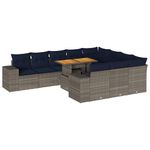 Casa si Gradina - Gradina si terasa - Mobilier exterior - Seturi mobila gradina - Set canapele de gradina cu perne, 11 piese, gri, poliratan - Infinity.ro