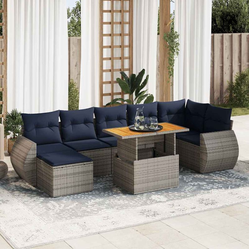 Casa si Gradina - Gradina si terasa - Mobilier exterior - Seturi mobila gradina - Set canapele de gradina cu perne, 8 piese, gri, poliratan - Infinity.ro