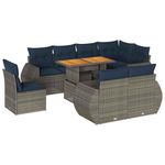 Casa si Gradina - Gradina si terasa - Mobilier exterior - Seturi mobila gradina - Set canapele de gradina, 9 piese, cu perne, gri, poliratan - Infinity.ro