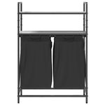 Casa si Gradina - Sanitare - Suporturi si accesorii baie - Accesorii baie - Cos de rufe 2 compartimente cu rafturi sonoma gri - Infinity.ro