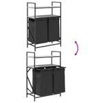 Casa si Gradina - Sanitare - Suporturi si accesorii baie - Accesorii baie - Cos de rufe 2 compartimente cu rafturi sonoma gri - Infinity.ro