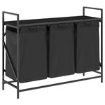 Casa si Gradina - Sanitare - Suporturi si accesorii baie - Accesorii baie - Cos de rufe 3 compartimente cu raft stejar negru - Infinity.ro