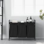 Market - Spalare si intretinere rufe - Uscatoare de rufe si accesorii - Cos de rufe 3 compartimente cu raft stejar negru - Infinity.ro