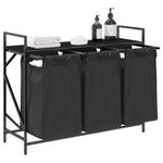 Market - Spalare si intretinere rufe - Uscatoare de rufe si accesorii - Cos de rufe 3 compartimente cu raft stejar negru - Infinity.ro