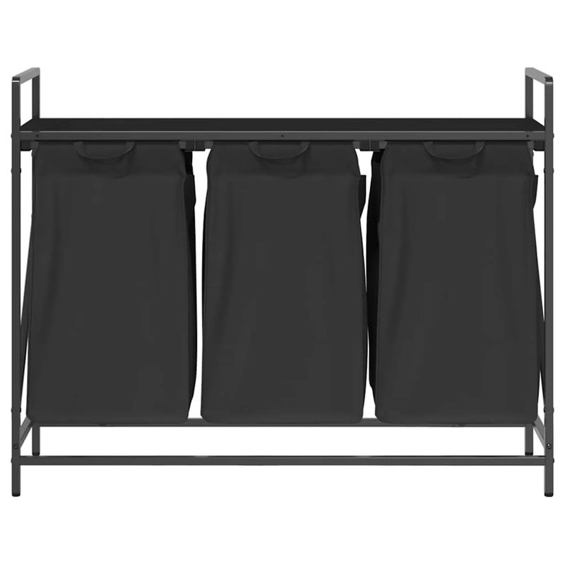 Casa si Gradina - Sanitare - Suporturi si accesorii baie - Accesorii baie - Cos de rufe 3 compartimente cu raft stejar negru - Infinity.ro