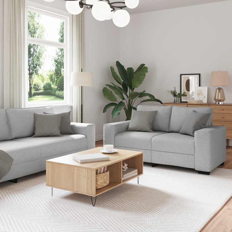 Casa si Gradina - Mobilier - Seturi de mobilier - Seturi living - Set de canapele cu perne, 2 piese, gri nor, textil - Infinity.ro