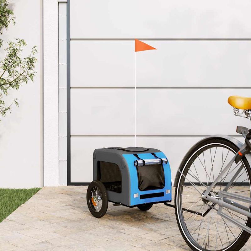 Petshop - Accesorii petshop - Culcusuri si custi - Genti si articole transport - Remorca bicicleta animale companie, albastru/gri, oxford/fier - Infinity.ro