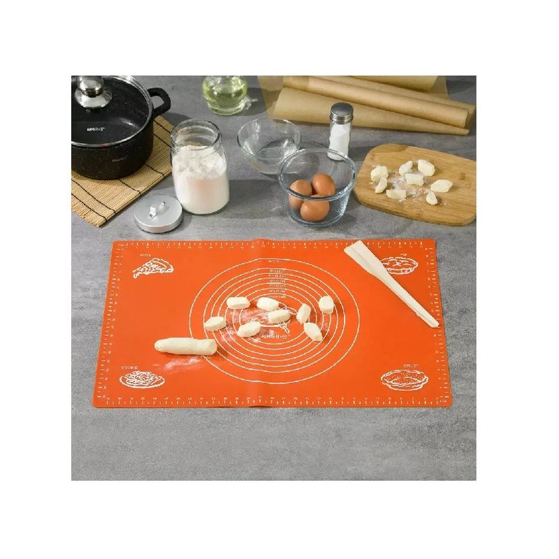 Casa si Gradina - Bucatarie si vesela - Ustensile bucatarie - Forme prajituri - Covoras pentru aluat din silicon, foaie antiaderenta, 56x41 cm, Portocaliu, 555COF - Infinity.ro