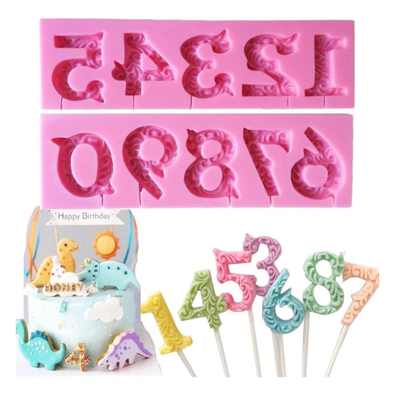 Casa si Gradina - Bucatarie si vesela - Ustensile bucatarie - Forme prajituri - Set 2 matrite din silicon pentru cifre din martipan, 17 x 5.5 cm, 551COF - Infinity.ro