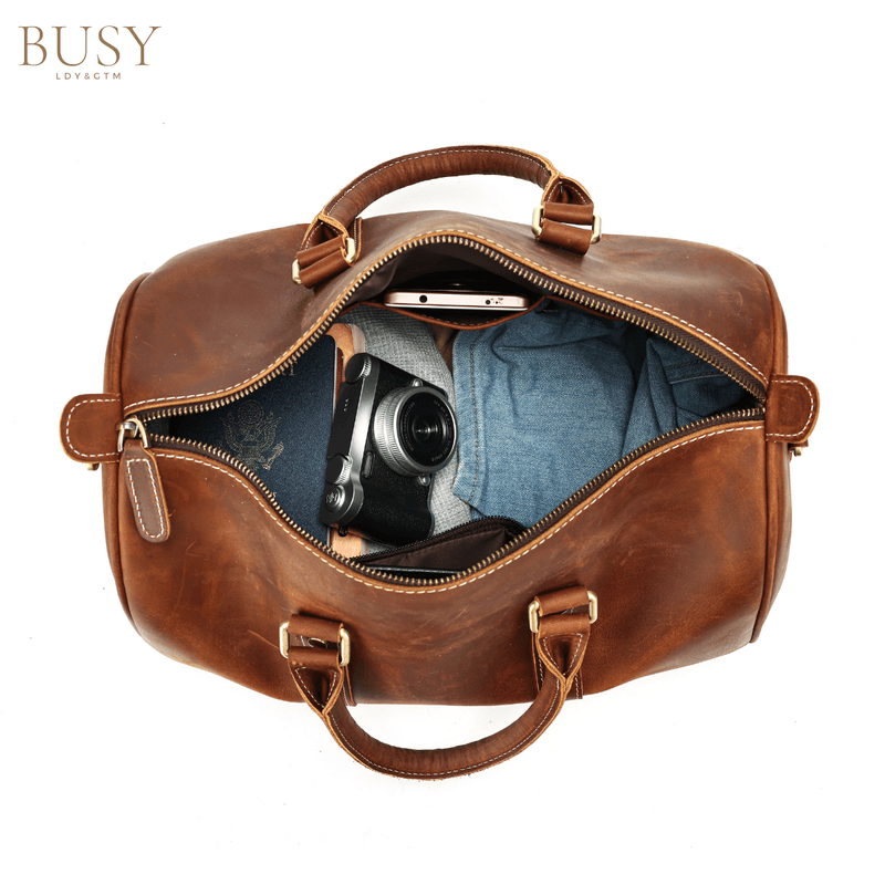 Sport si Outdoor - Articole de voiaj - Genti voiaj - Geanta din piele naturala, Meta, coffee - Infinity.ro