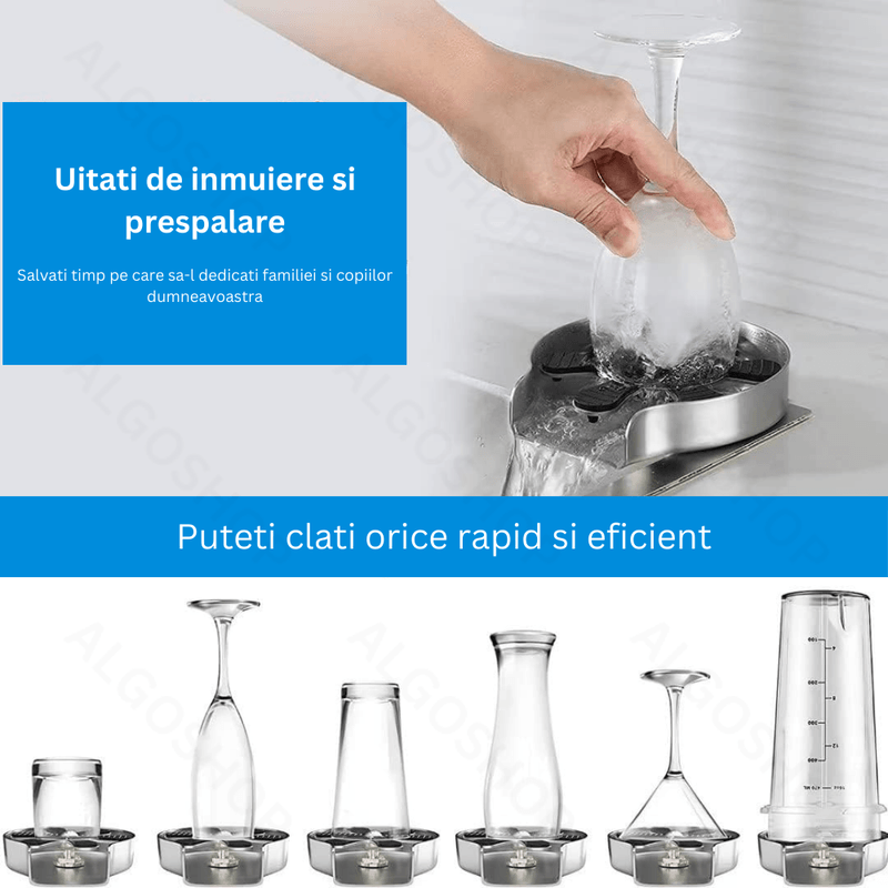 Casa si Gradina - Sanitare - Chiuveta bucatarie si accesorii - Accesorii chiuvete - Dispozitiv pentru clatire pahare, Kit spalare rapida sub jet presiune apa, Rinser cu 9 orificii de pulverizare Otel inox - Infinity.ro