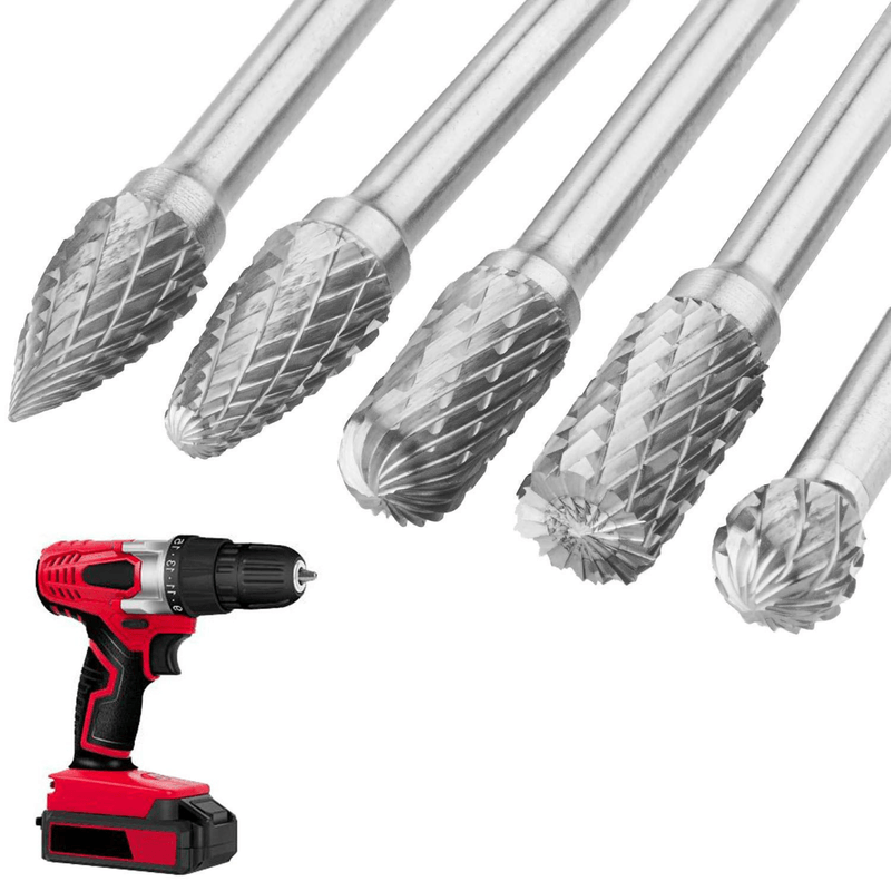 Casa si Gradina - Constructii - Scule electrice si accesorii - Accesorii pentru frezare - Trusa 5 Freze Biax de Carbura din Otel Tungsten pentru Metal, Lemn si altele, Diamentru Varf 12 mm si Tija Prindere 6 mm - Infinity.ro