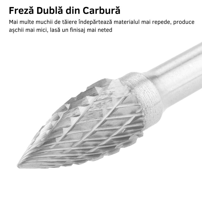 Casa si Gradina - Constructii - Scule electrice si accesorii - Accesorii pentru frezare - Trusa 5 Freze Biax de Carbura din Otel Tungsten pentru Metal, Lemn si altele, Diamentru Varf 12 mm si Tija Prindere 6 mm - Infinity.ro