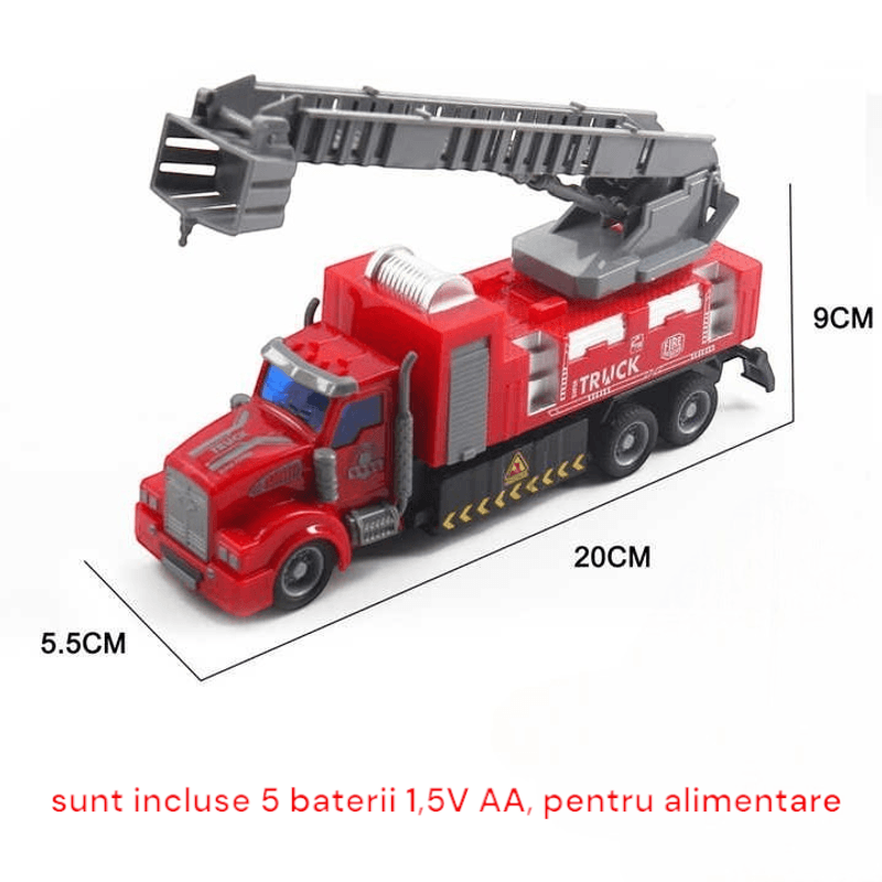 Jucarii, Copii si Bebe - Jucarii si jocuri - Vehicule si jucarii cu telecomanda - Masinute - Jucarie kidsnplay cu telecomanda,camion pomperi, cu scara interventie, plastic, rosu, 20x5x9 cm, 3 ani+ - Infinity.ro