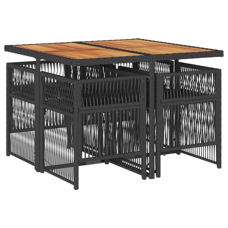 Casa si Gradina - Gradina si terasa - Mobilier exterior - Seturi mobila gradina - Set mobilier de gradina cu perne, 5 piese, negru, poliratan - Infinity.ro