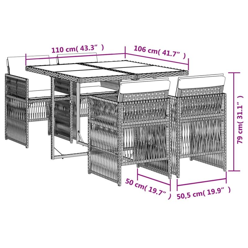 Casa si Gradina - Gradina si terasa - Mobilier exterior - Seturi mobila gradina - Set mobilier de gradina cu perne, 5 piese, negru, poliratan - Infinity.ro