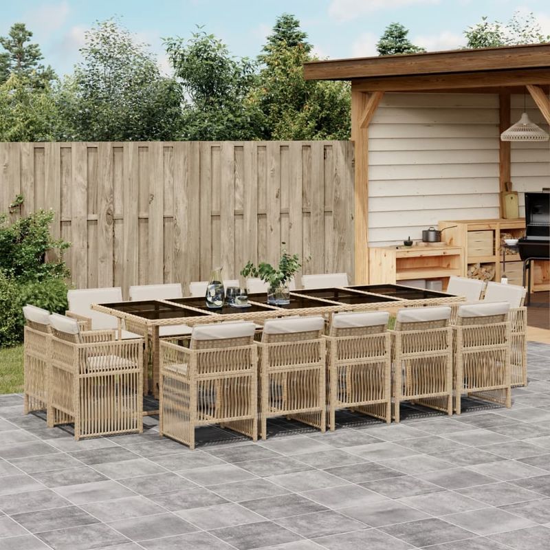 Casa si Gradina - Gradina si terasa - Mobilier exterior - Seturi mobila gradina - Set mobilier de gradina cu perne, 15 piese, bej, poliratan - Infinity.ro