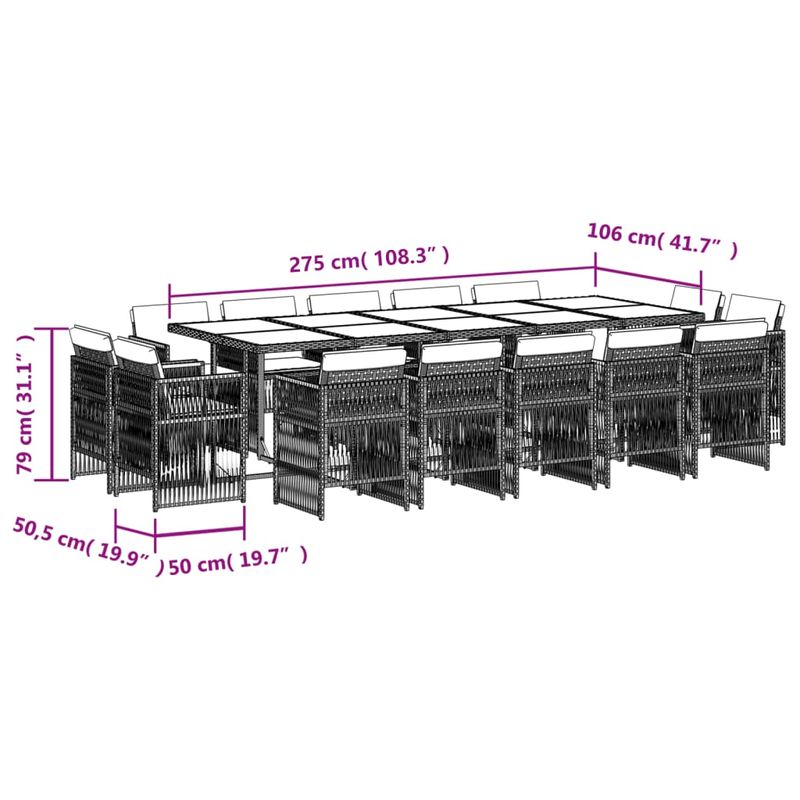 Casa si Gradina - Gradina si terasa - Mobilier exterior - Seturi mobila gradina - Set mobilier de gradina cu perne, 15 piese, bej, poliratan - Infinity.ro