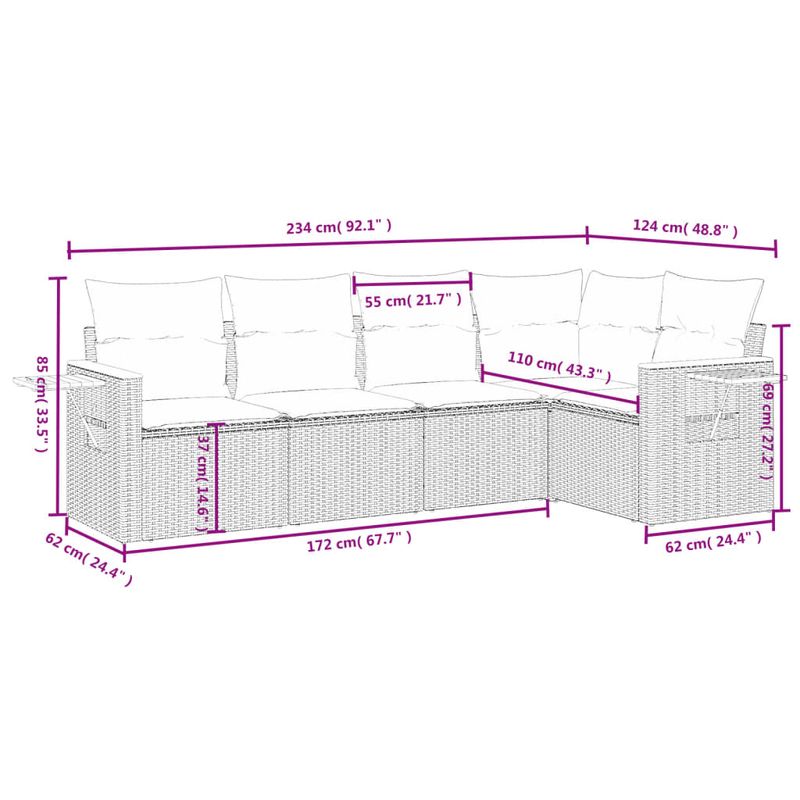 Casa si Gradina - Gradina si terasa - Mobilier exterior - Seturi mobila gradina - Set canapea de gradina cu perne, 5 piese, gri, poliratan - Infinity.ro