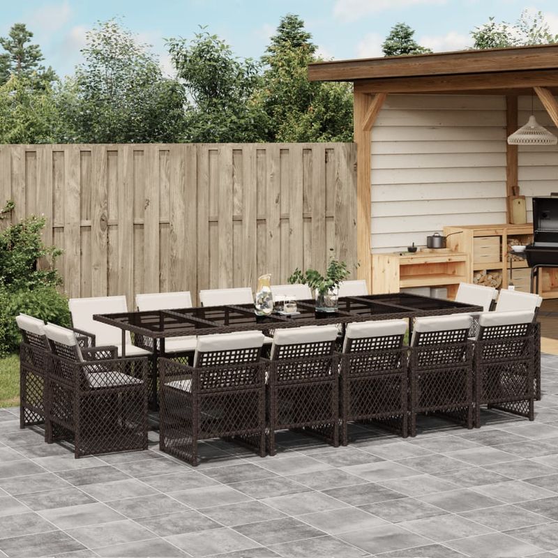 Casa si Gradina - Gradina si terasa - Mobilier exterior - Seturi mobila gradina - Set mobilier de gradina cu perne, 15 piese, maro, poliratan - Infinity.ro