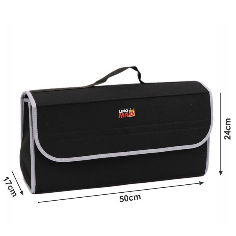 Auto si Moto - Piese auto si accesorii - Interior auto - Accesorii interior - Organizator portbagaj Linomag®, Prevazut cu banda velcro pentru fixare, 50x24x17cm, Negru - Infinity.ro