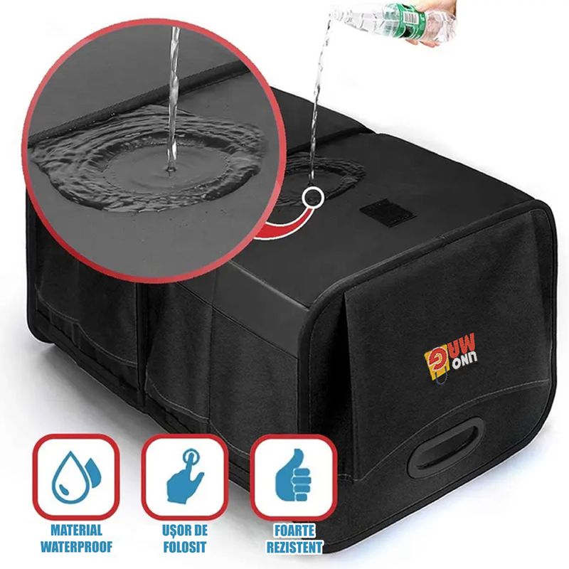 Auto si Moto - Piese auto si accesorii - Interior auto - Accesorii interior - Organizator portbagaj auto, Linomag®, Impermeabil, Pliabil, Spatios, Negru, 58 x 37 x 32 cm - Infinity.ro
